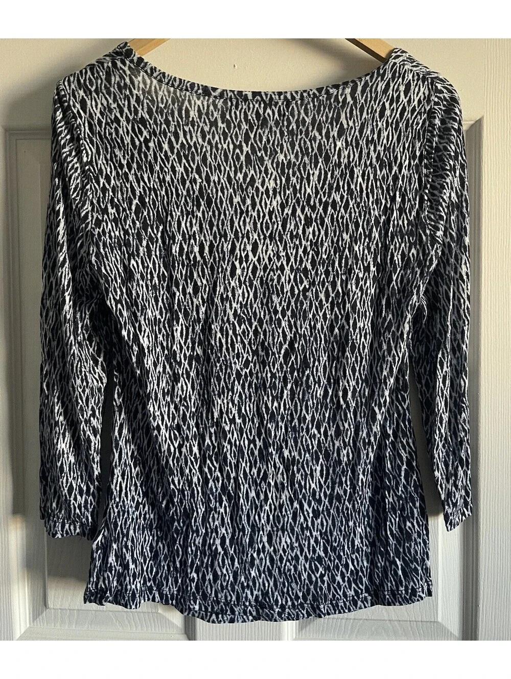 Michael Kors Blouse Top Blue White 3/4 Sleeve Cowl Neck Sz S Lightweight Rayon
